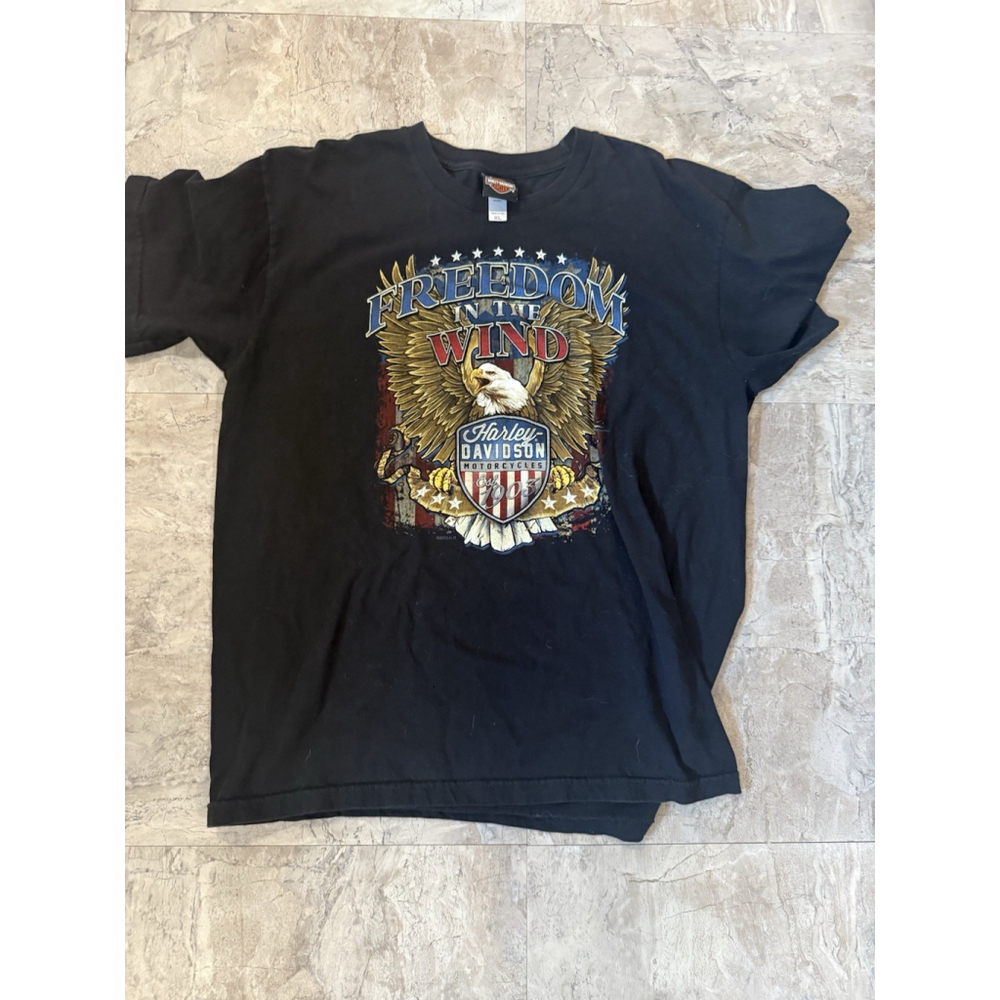 Harley Davidson Freedom In The Wind Eagle Patriotic Cotton Tshirt Sz XL WV USA